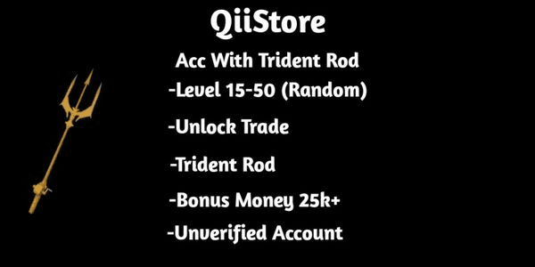 Gambar Product Akun Level 15-50 | Trident Rod | Fisch Roblox