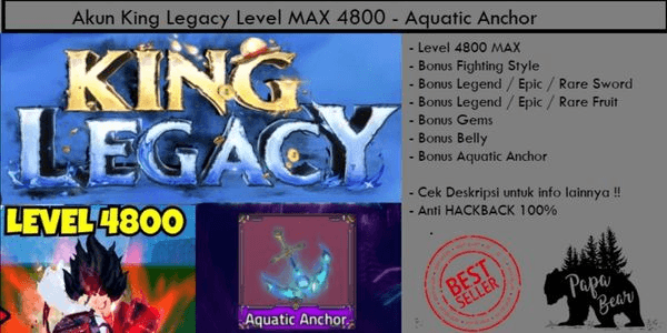 Gambar Product AKUN KING LEGACY - LEVEL MAX - AQUATIC ANCHOR - DATA POLOS