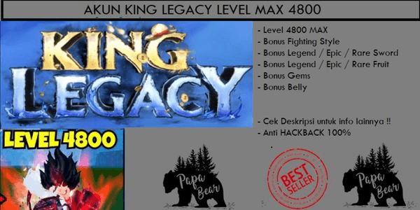 Gambar Product AKUN KING LEGACY - LEVEL MAX - DATAPOLOS