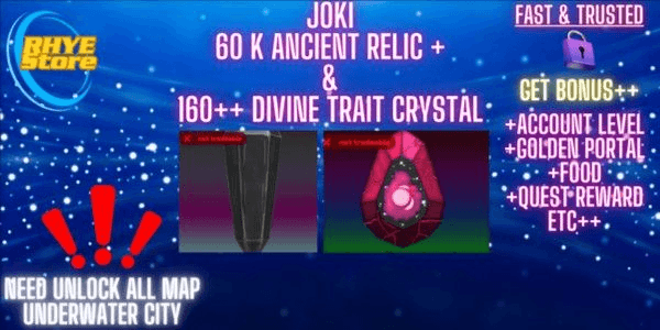 Gambar Product Joki Ancient Relic dan Divine Trait Crystal