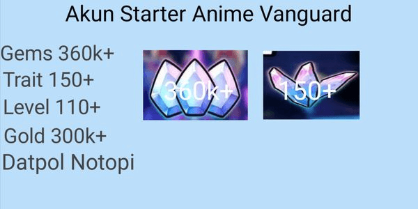 Gambar Product Akun Starter Gems Dan Trait - Anime Vanguard