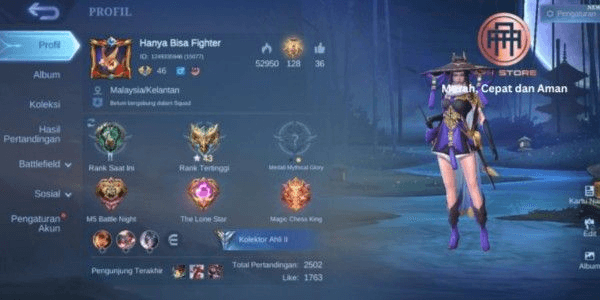 Gambar Product AKUN ML MURAH HARGA TERJANGKAU BANYAK SKIN MEWAH