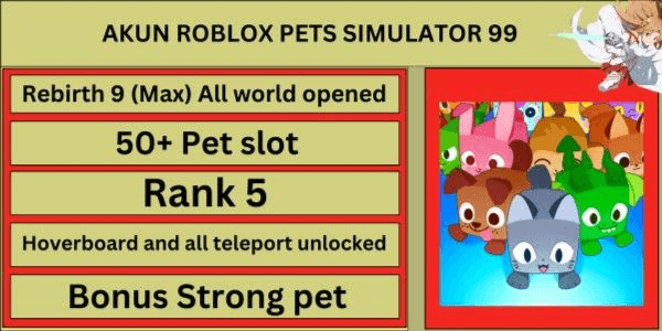 Gambar Product Akun Pet Simulator 99 - Rebirth 9