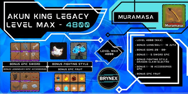 Gambar Product Akun King Legacy Level MAX - Muramasa Legendary Sword + Bonus | RBL