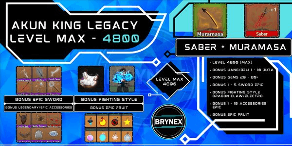 Gambar Product King Legacy Account Level MAX - Saber + Muramasa + Bonus | Roblox