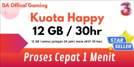 Gambar Product Kuota Happy 12 GB (30 Hari)