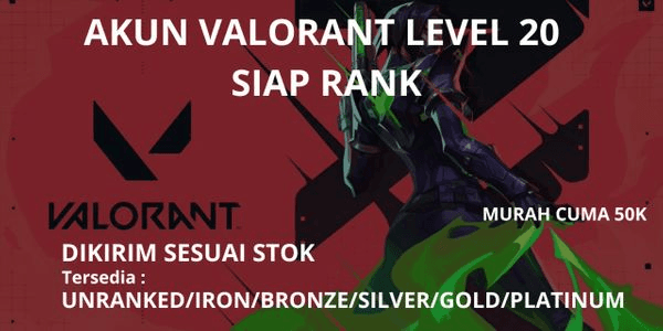 Gambar Product AKUN VALORANT READY RANK LEVEL 20