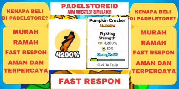 Gambar Product Pumpkin Cracker 4200% + 50% Hallowen Boost (1/5 Strength) | Arm Wrestle Simulator