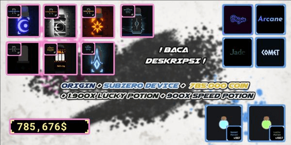 Gambar Product Sol's RNG | ORIGIN + SUBZERO DEVICE  + 780.000 Coin + 1.900x Lucky Potion + 900x Speed Potion [BACA DESKRIPSI] !!! BACA DESKRIPSI !!!