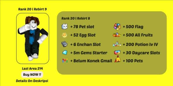 Gambar Product Akun Rank 20 - Pet Simulator 99