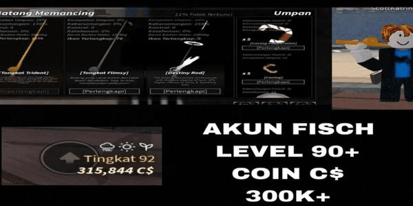 Gambar Product Akun Fisch Level 90+ Coin 300K+ C$