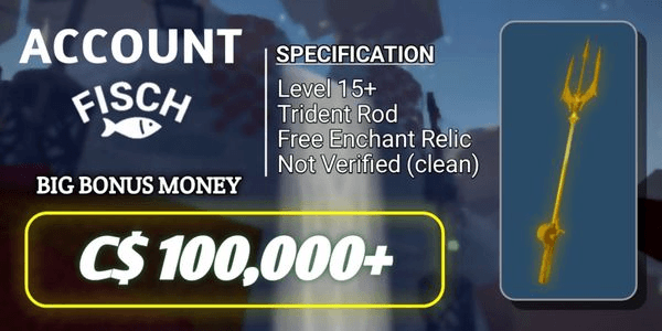 Gambar Product Akun Fisch Trident Rod + 100K C$ | RBL