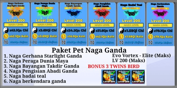 Gambar Product Paket Pets Old Naga Ganda - Ninja Legends