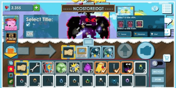 Gambar Product Akun Growtopia Galaxy Skin + Digger Spade + Dr Title + Role Max Farmer + FIsherman + Chef + Mercy Wings + NCOSTOREIDGT