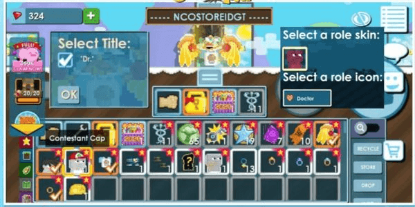 Gambar Product Akun Growtopia Dr Title + Anime Action Hair + Mercy Wings + One Ring + Role Surgery Level Max + Contestant Cap ( Rare Item ) + NCOSTOREIDGT