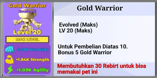 Gambar Product Gold Warrior - Muscle Legends