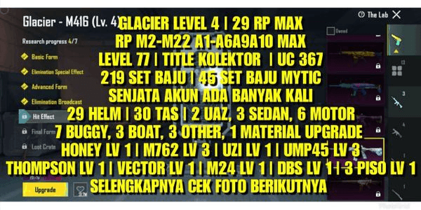 Gambar Product GLACIER LEVEL 4 | 29 RP MAX | 219 SET BAJU | 10 SENJATA LAB | TITLE KOLEKTOR | 45 BAJU SET MYTIC