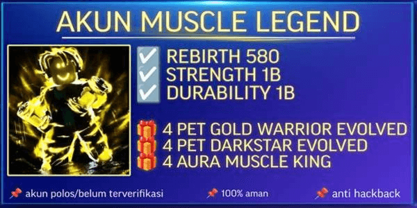 Gambar Product Akun Muscle Legend | Rebirth 580