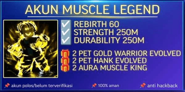 Gambar Product Akun Muscle Legend | Rebirth 60