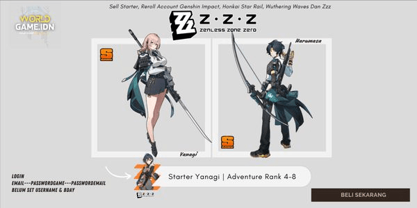 Gambar Product [Asia] Starter Yanagi | Adventure Rank 4-8 Zenless Zone Zero