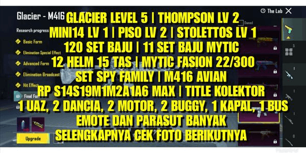 Gambar Product GLACIER LEVEL 5 | SET SPY FAMILY | 120 SET BAJU | 11 SET MYTIC | 5 SENJATA LAB | S14S19M1M2A1A6 MAX