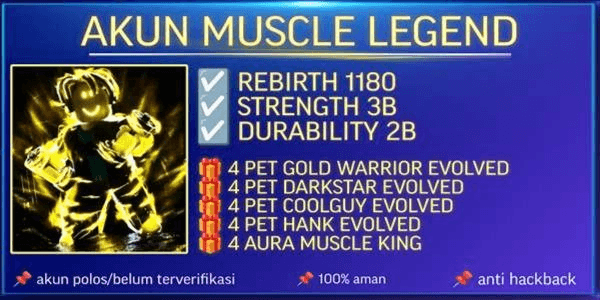 Gambar Product Akun Muscle Legend | Rebirth 1180