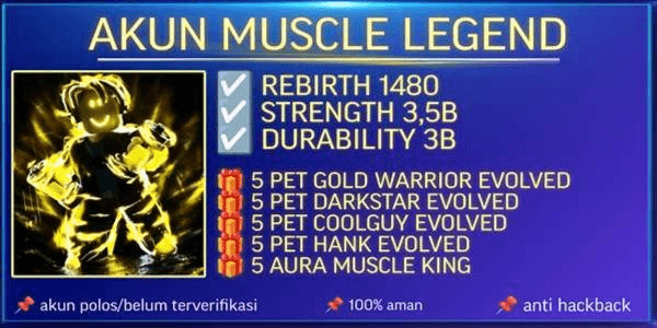 Gambar Product Akun Muscle Legend | Rebirth 1480