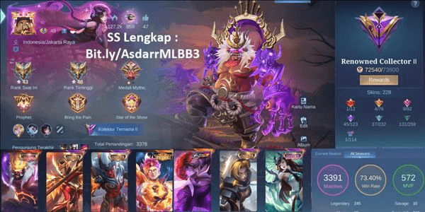 Gambar Product ML ACCOUNT SKIN SULTAN WR GG EMBLEM MAX MANY CC SKIN & OTHER LIMIT SKIN