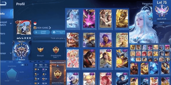 Gambar Product AKUN HOK KECE HERO 75 + 4 SNK |  SKIN 88 | KIC LUNA, LEGEND MUSHASI, SAINT SEIYA DHARMA, HONOR PASS LUBAN & HOUYI | NOBELITY 3