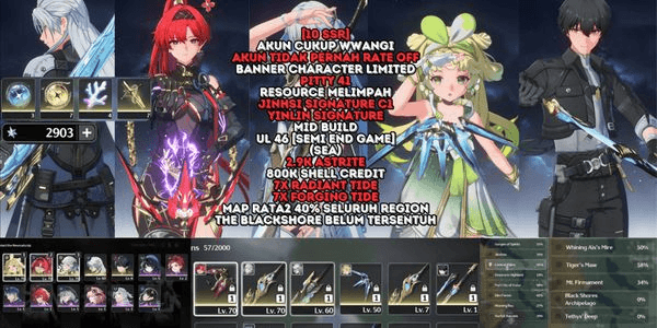 Gambar Product [10 SSR][2.9K ASTRITE] JINHSI SIGNATURE C1 + YINLIN SIGNATURE + VERINA + CALCHARO + COSMIC RIPPLES + EOG + LUSTROUS RAZOR [SEA] #233