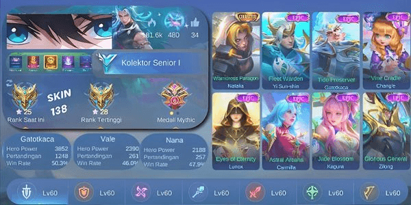Gambar Product EPIC YSS AKUN MOBILE LEGENDS MURAH LOG MOONTON ALL DATA AMAN