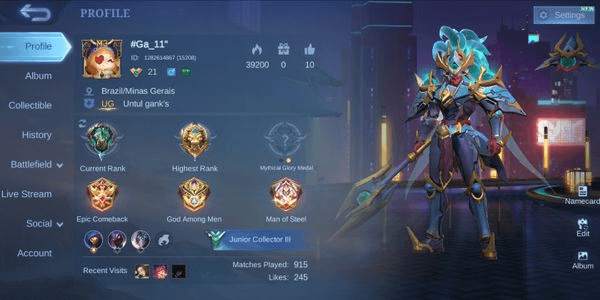 Gambar Product Mobile legends account with plain Luckybox alpha skin