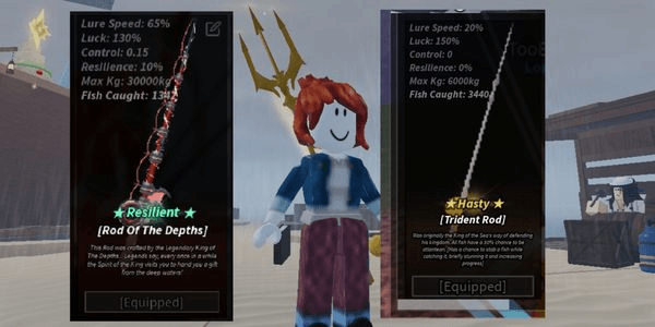 Gambar Product Akun Fisch Level 100+ Trident Rod + Rod Of The Depths + 1M Money C$