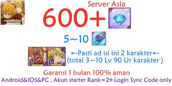 Gambar Product Akun Starter Seven Deadly Sins: Grand Cross( Server Asia)-1