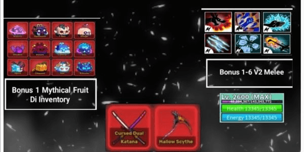 Gambar Product akun blox fruit lvl max free mythical fruit, cdk, dan v4