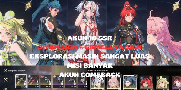 Gambar Product [SEA] AKUN 10 SSR CAMELLYA SIGN, JIYAN SIGN, YINLIN COSMIC, VERINA R1, ENCORE R1, BANNER SELECTOR HIGH PITY