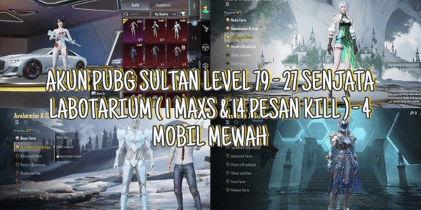 Gambar Product PROMO HARI NATAL !!! AKUN PUBG MOBILE INDONESIA LVL 79 - SET SULTAN - 27 SENJATA LAB ( 1 MAX & 14 KILL MESSAGE )