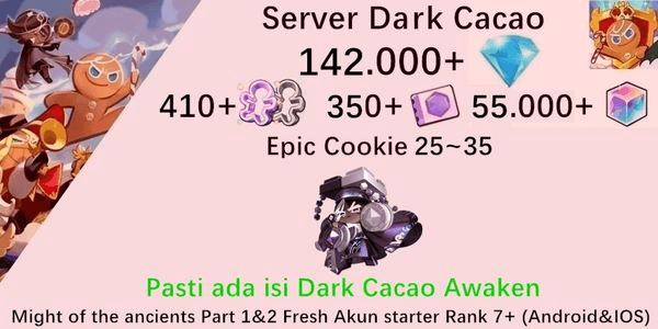 Gambar Product Akun starter Cookie Run Kingdom(Server Dack Cacao)DC14