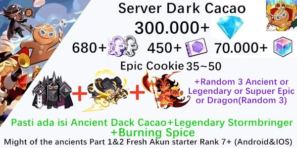 Gambar Product Akun starter Cookie Run Kingdom(Server Dack Cacao)DC52