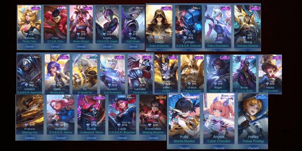 Gambar Product AKUN MOBILE LEGENDS SKIN LEGEND EPIC COLLECTOR BERLIMPAH SULTAN GG WR 87%