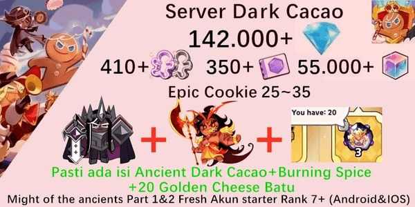 Gambar Product Akun starter Cookie Run Kingdom(Server Dack Cacao)DC17