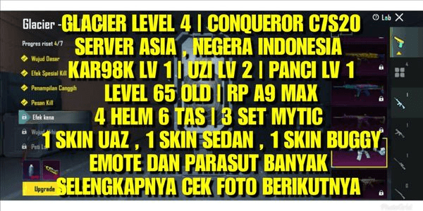 Gambar Product PUBG GLACIER LEVEL 4 DISKON HARI INI