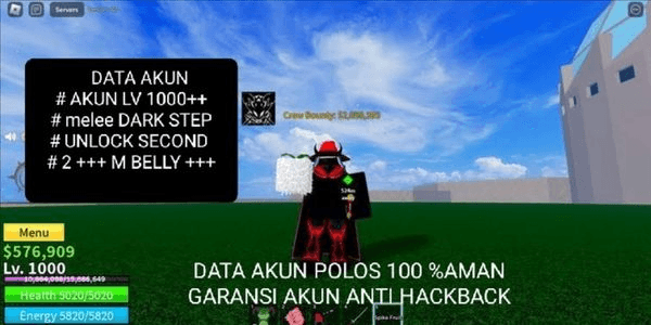 Gambar Product BLOX FRUIT ACCOUNT LEVEL 1000+ (2M -3M++ MONEY)