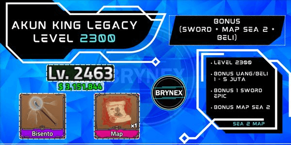 Gambar Product Akun King Legacy Level 2300 (Bonus Epic Sword + Money) | RBL