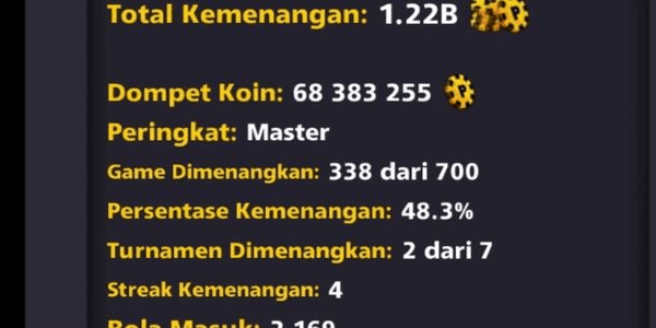 Gambar Product Akun 8 ball pool isi koin 75Jt/M LOGIN via FB CUE MULTIJUTAWAN