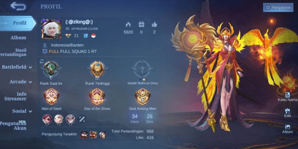 Gambar Product Akun Mobile Legends Skin Collector Pharsa