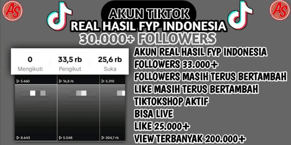 Gambar Product AKUN TIKTOK 30.000 FOLLOWERS REAL HASIL FYP!!TERMURAH!!