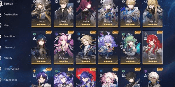 Gambar Product Akun HSR (Lv 70) Acheron (Sign), Argenti (Sign), Black Swan, Kafka, Huohuo (Sign), Bronya E2 (Sign), Gepard (Sign), Bailu (Sign) DLL