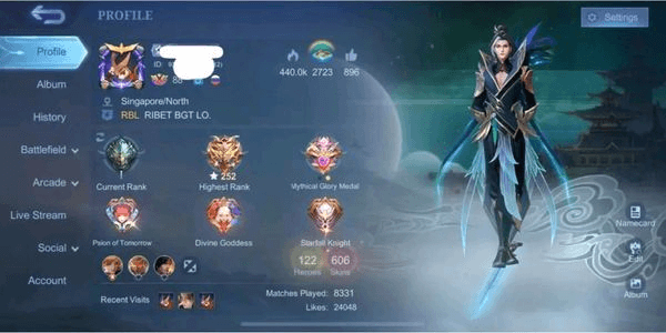 Gambar Product Account Skin 606 + 7 Legend + 26 Collector + Full Dawning + Full Jujutsu + Full 11.11 + Full Abyss