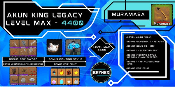 Gambar Product Akun King Legacy Level MAX - Muramasa Legendary Sword + Bonus | Roblox